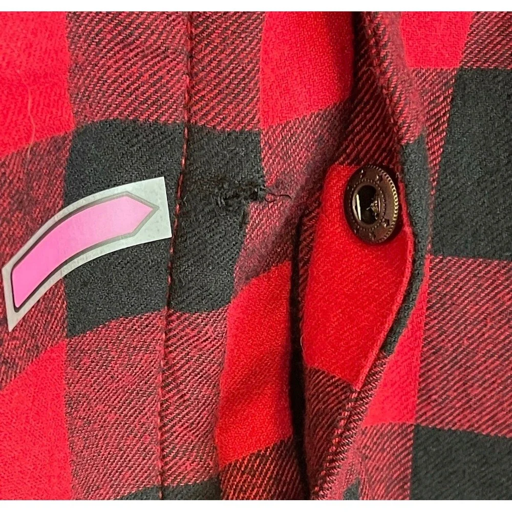 TOMMY BAHAMA Shacket Shirt Jacket Kids XL 14 Red Buffalo Plaid Sherpa Lined Snap